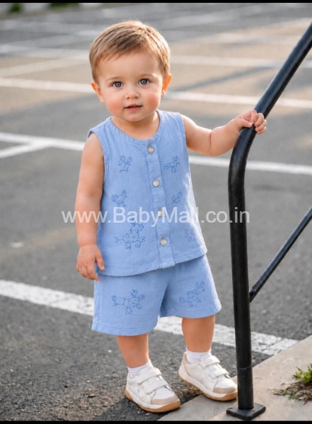 Little Apple For Clothing Generations 2 pc Suit Cut Sleeves Mix Color And Print || Cotton Muslin Fabric 0 Month To 24 Month || Item No:1005